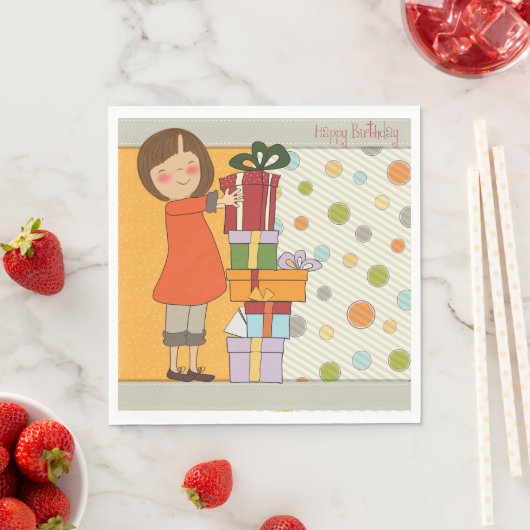 Serviette En Papier Jeune fille Joyeux anniversaire (En situation)