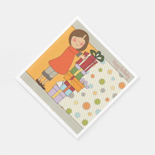 Serviette En Papier Jeune fille Joyeux anniversaire (Coin)