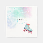 Serviette En Papier Jeune fille Roller Ski Turquoise fête d'anniversai (Devant)