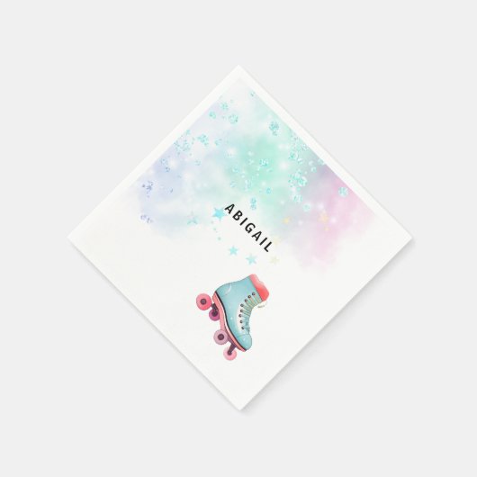 Serviette En Papier Jeune fille Roller Ski Turquoise fête d'anniversai (Coin)