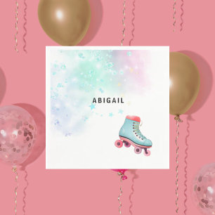 Serviette En Papier Jeune fille Roller Ski Turquoise fête d'anniversai