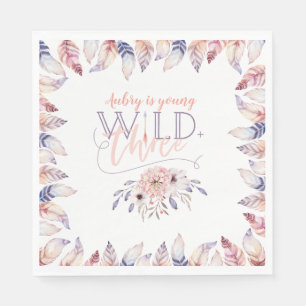 Serviette En Papier Jeune, sauvage et fête d'anniversaire trois