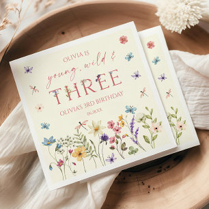 Serviette En Papier Jeune Sauvage & Troisième Anniversaire de Wildflow