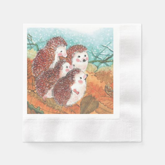 Serviette En Papier Jeunes hérissons (Devant)