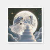 Serviette En Papier Jeunes mariés astronautes au clair de lune (Devant)