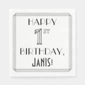 Serviette En Papier JEUX 1ER ANNIVERSAIRE ; Style Art Déco ; Nom perso (Devant)