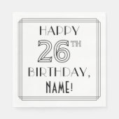 Serviette En Papier JEUX 26E ANNIVERSAIRE ; Style Art Déco ; Nom perso (Devant)