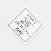 Serviette En Papier JEUX 26E ANNIVERSAIRE ; Style Art Déco ; Nom perso (Coin)