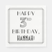 Serviette En Papier JEUX 3E ANNIVERSAIRE ; Style Art Déco ; Nom person (Devant)