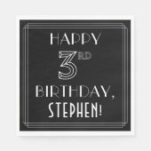 Serviette En Papier JEUX 3E ANNIVERSAIRE ; Style Art Déco ; Nom person (Devant)