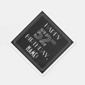 Serviette En Papier JEUX 52E ANNIVERSAIRE ; Style Art Déco ; Nom perso (Coin)