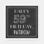 Serviette En Papier JEUX 59E ANNIVERSAIRE ; Style Art Déco ; Nom perso (Devant)