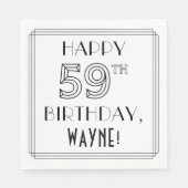 Serviette En Papier JEUX 59E ANNIVERSAIRE ; Style Art Déco ; Nom perso (Devant)