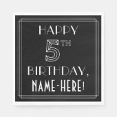 Serviette En Papier JEUX 5E ANNIVERSAIRE ; Style Art Déco ; Nom person (Devant)