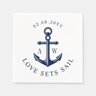 Serviette En Papier Jeux d'amour d'Ancres nautiques voile Monogrammes 
