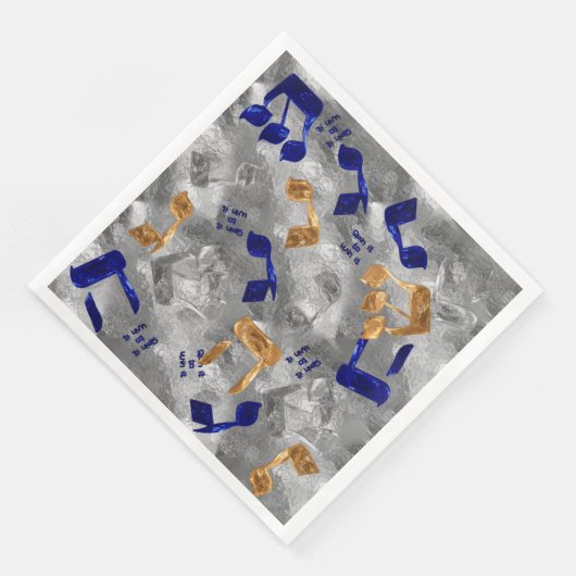 Serviette En Papier Jewish-Hammered-Dreidel-Letters- (Coin)