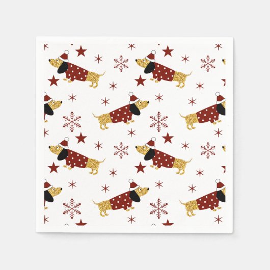 Serviette En Papier Jingle All Dachshund Way (Devant)