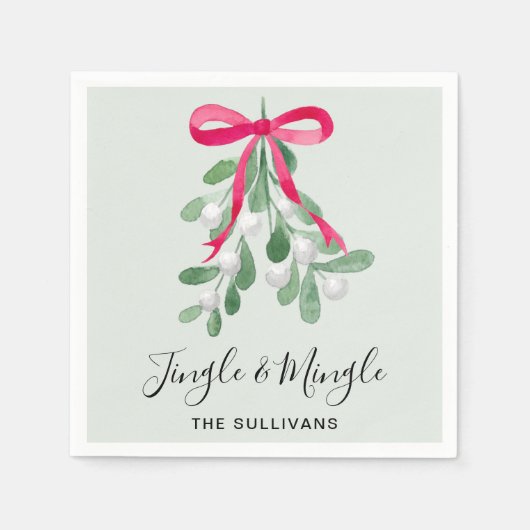 Serviette En Papier Jingle And Mingle Mistletoe Green Christmas (Devant)