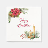 Serviette En Papier Jingle Bells, Poinsettia et bougies Noël (Devant)