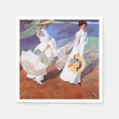 Serviette En Papier Joaquin Sorolla Femmes Promenade Plage (Devant)
