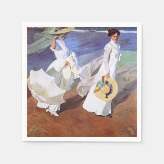 Serviette En Papier Joaquin Sorolla Femmes Promenade Plage (Devant)