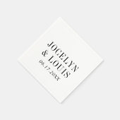 Serviette En Papier Jocelyn Mariage moderne noir et blanc (Coin)