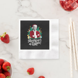 Serviette En Papier Joe Biden Noël Santa Joyeux 4ème de Pâques Xmas