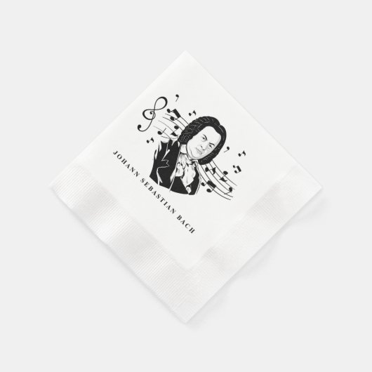 Serviette En Papier Johann Sebastian Bach Portrait et buste avec notes (Coin)