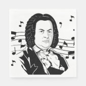 Serviette En Papier Johann Sebastian Bach Portrait et buste avec notes (Devant)