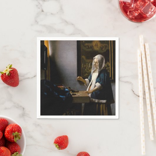 Serviette En Papier Johannes Vermeer - Femme tenant un équilibre (En situation)