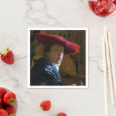 Serviette En Papier Johannes Vermeer - Fille avec un Casquette rouge (En situation)
