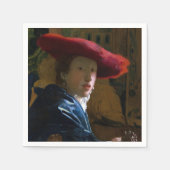 Serviette En Papier Johannes Vermeer - Fille avec un Casquette rouge (Devant)