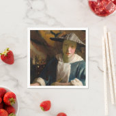 Serviette En Papier Johannes Vermeer - Fille avec une Flûte (En situation)