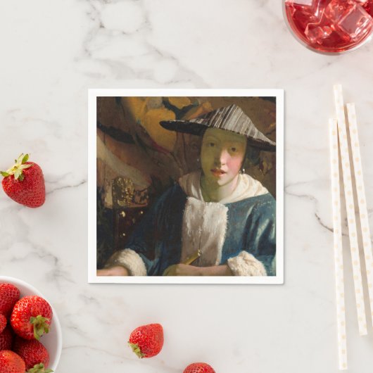 Serviette En Papier Johannes Vermeer - Fille avec une Flûte (En situation)