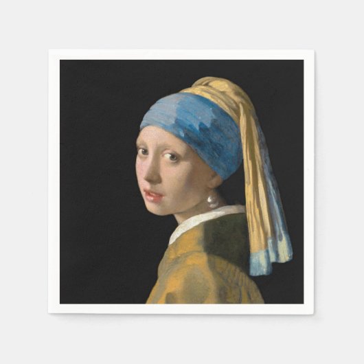 Serviette En Papier Johannes Vermeer - Fille avec une oreille perle (Devant)