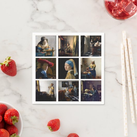 Serviette En Papier Johannes Vermeer - Grille des chefs-d'oeuvre (En situation)