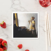 Serviette En Papier Johannes Vermeer - Jeune femme avec collier perle (En situation)