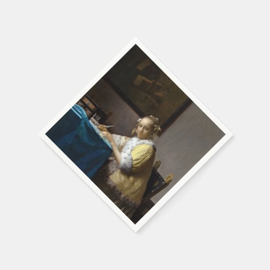Serviette En Papier Johannes Vermeer - Une dame écrit une lettre (Coin)