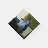 Serviette En Papier Johannes Vermeer - Une femme en bleu lisant une le (Coin)