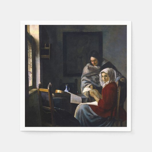 Serviette En Papier Johannes Vermeer - Une fille interrompue à sa musi (Devant)