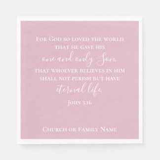 Serviette En Papier John 3:16 | Texte personnalisé Pink Christian Pâqu