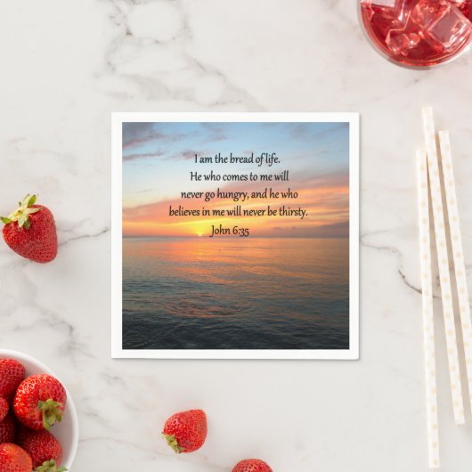 SERVIETTE EN PAPIER JOHN 6:35 CONCEPTION DU LEVER (En situation)