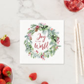 Serviette En Papier Joie au monde de l'aquarelle hiver Wreath (En situation)