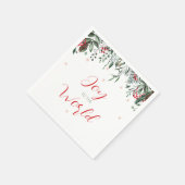 Serviette En Papier Joie au monde Élégant Noël vert (Coin)