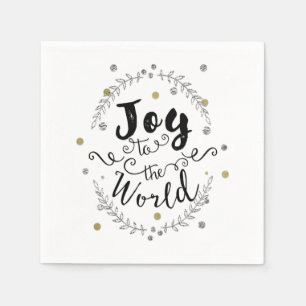 Serviette En Papier Joie au Monde Fête de vacances Rustique Argent Dor