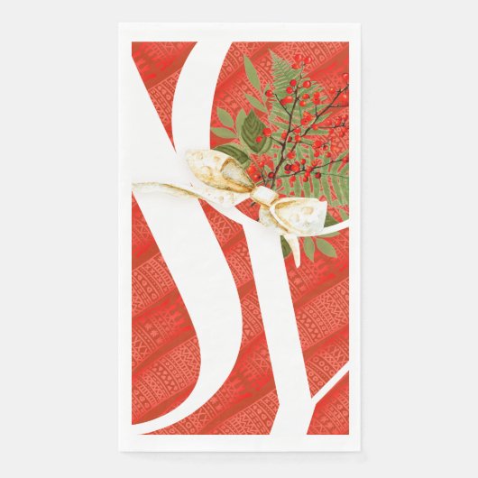 Serviette En Papier Joie de Noël à motif rouge (Devant)