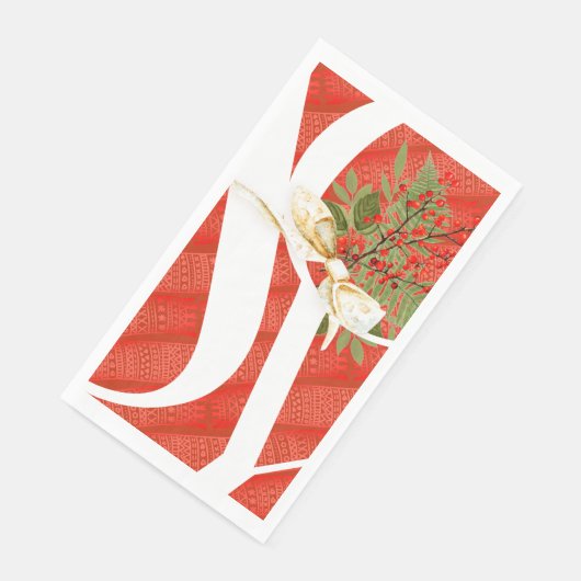 Serviette En Papier Joie de Noël à motif rouge (Coin)