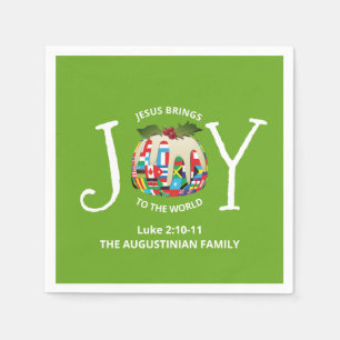 Serviette En Papier JOIE DE Noël Vert Moderne AU MONDE