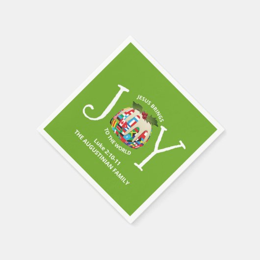 Serviette En Papier JOIE DE Noël Vert Moderne AU MONDE (Coin)