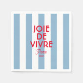 Serviette En Papier Joie De Vivre Paris French Blue Cabana Stripe (Devant)